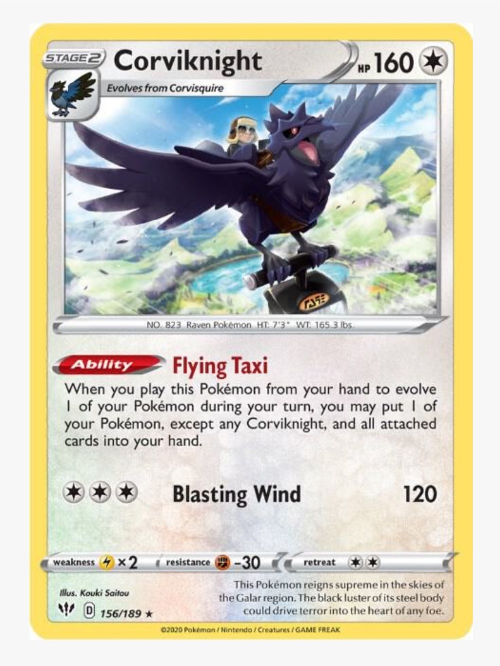 Corviknight SWSH03: Darkness Ablaze Pokemon Trading Card